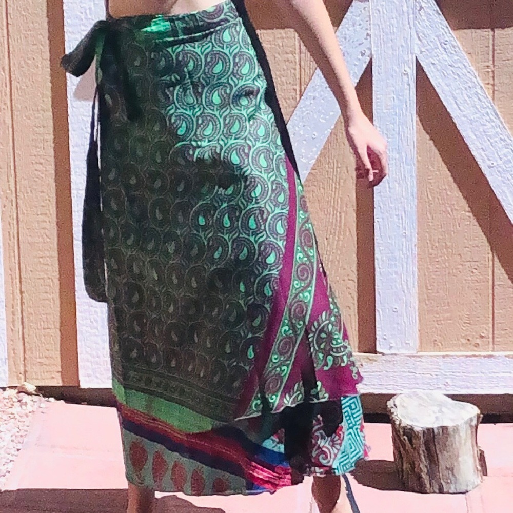 Repurposed Silk Sari Wrap Bohemian Boho Skirt NWT